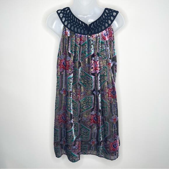 ANTHROPOLOGIE Moulinette Soeurs Linnea Silk Blend Velvet Burnout mini dress M - Picture 4 of 7